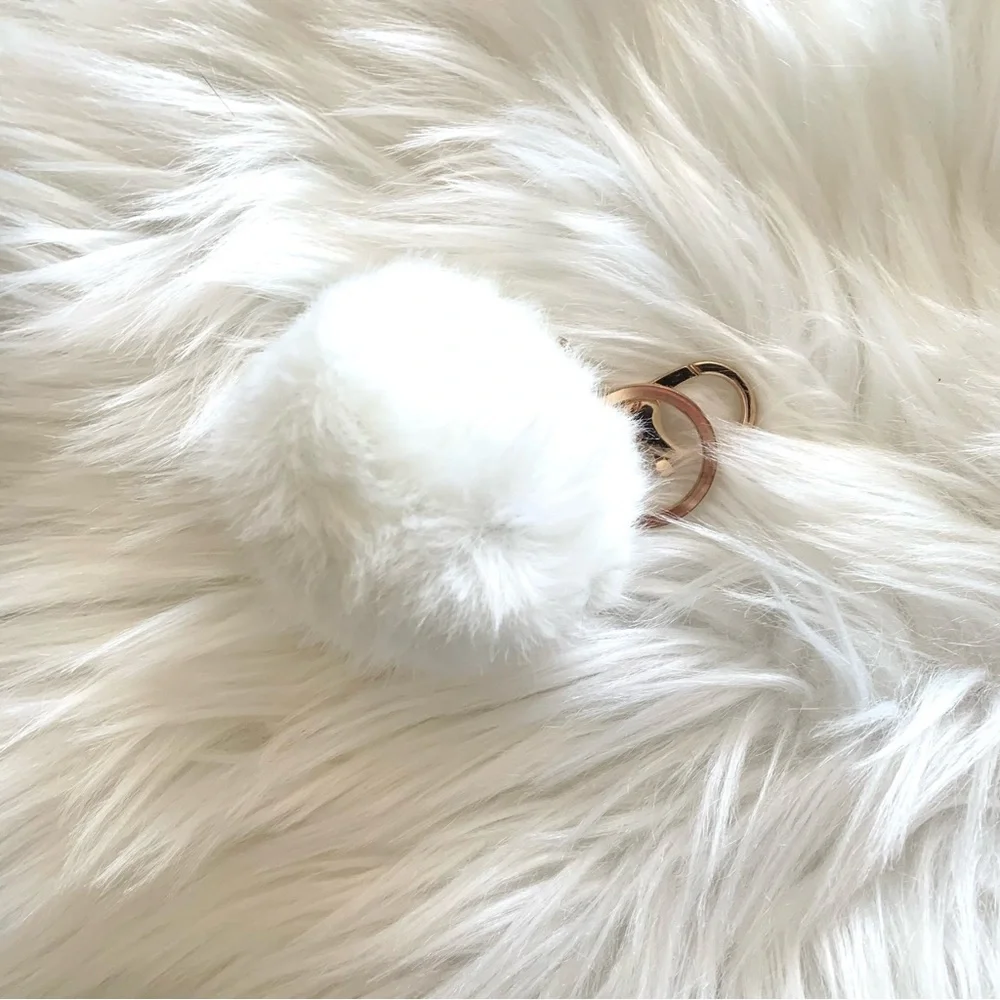 NWOT White Poof Key Chain